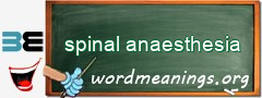 WordMeaning blackboard for spinal anaesthesia